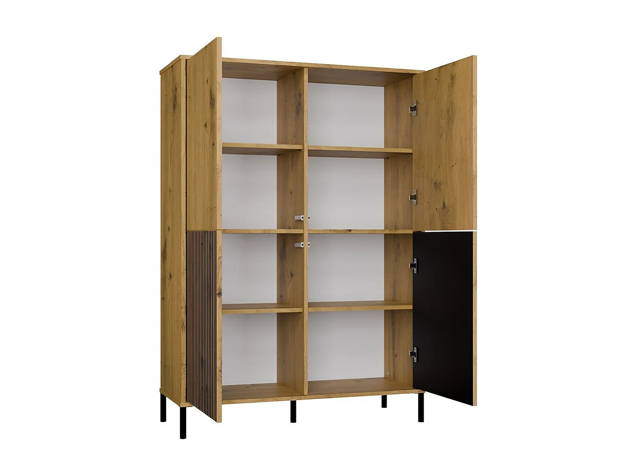 KAMARO Witryna 4D Slim | Dąb Artisan  | 103.5x40x147.5 cm |  4 Drzwi Gładkie/Ryflowane