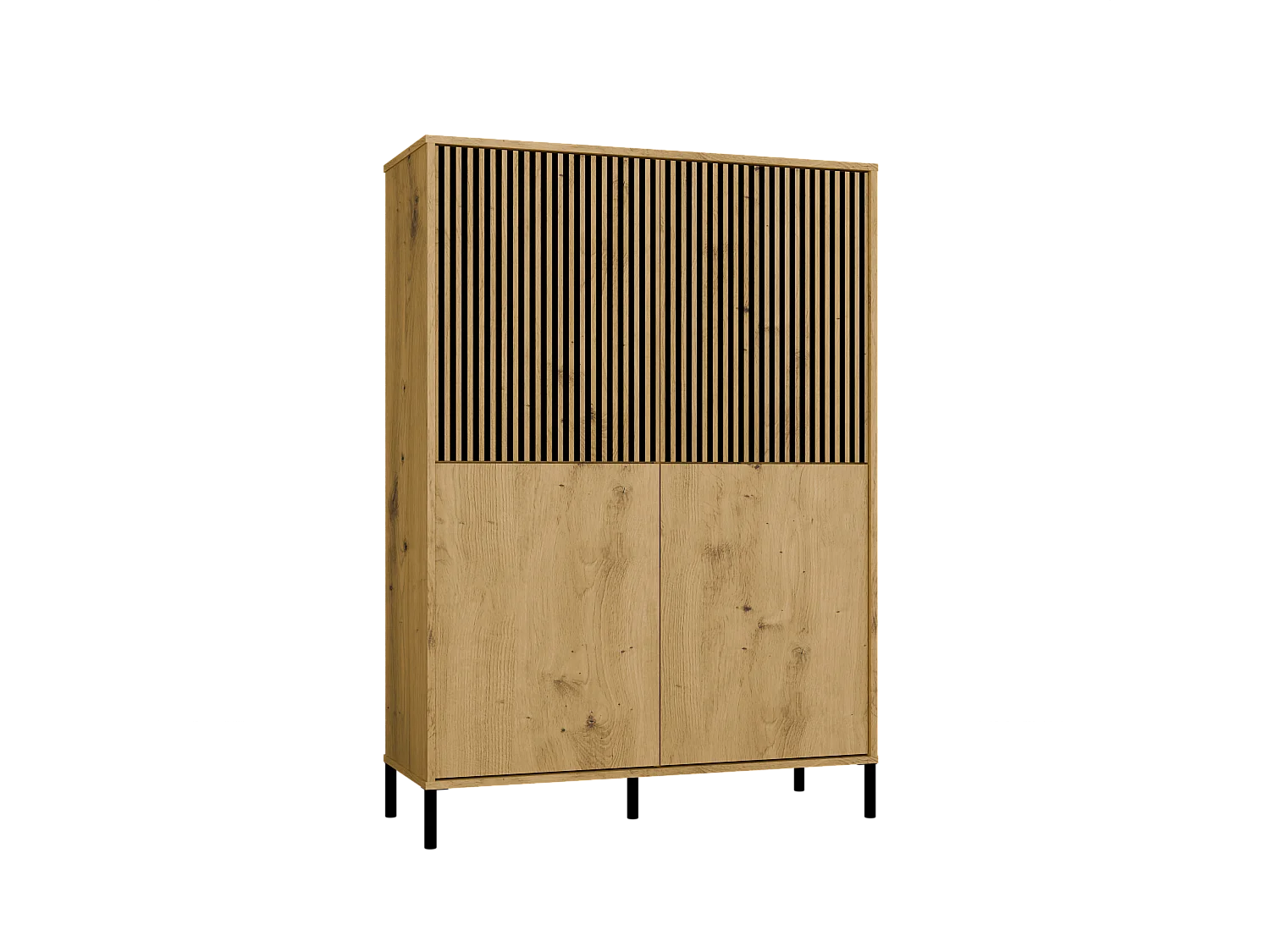 KAMARO - Armoire moderne 8 étagères et 4 portes - 147.5x103.5x40cm - Meuble de rangement - Chêne artisan