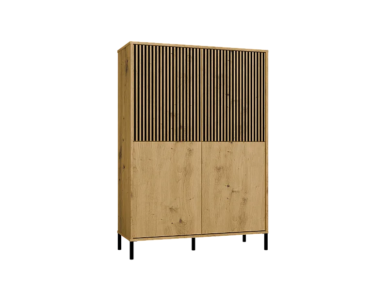 KAMARO Witryna 4D Slim | Dąb Artisan  | 103.5x40x147.5 cm |  4 Drzwi Gładkie/Ryflowane