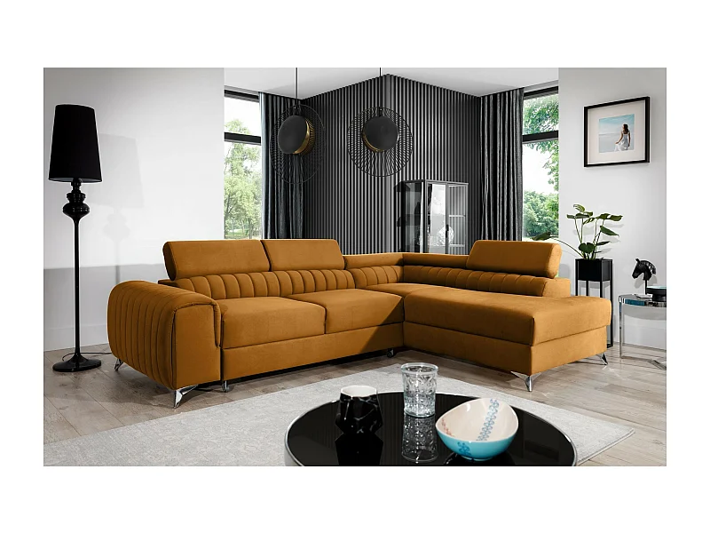 Ecksofa Genova R/Stoffbezug/Kupfer