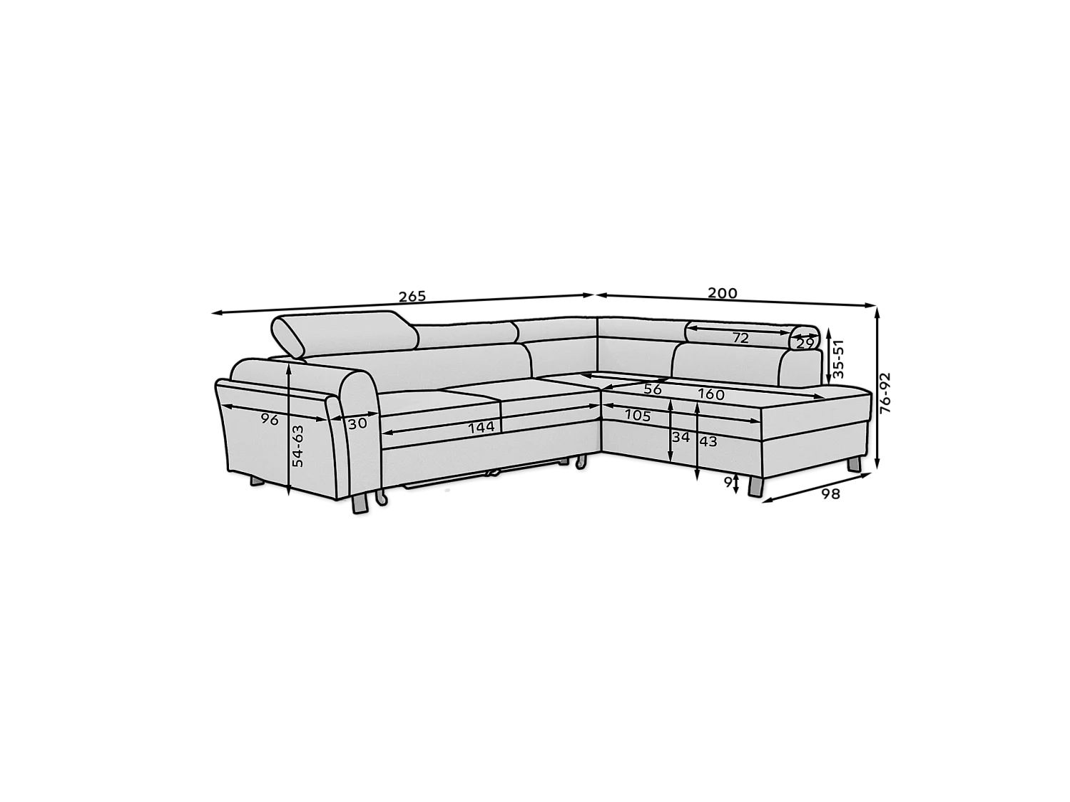 Ecksofa Nestro R/Stoffbezug/Pink