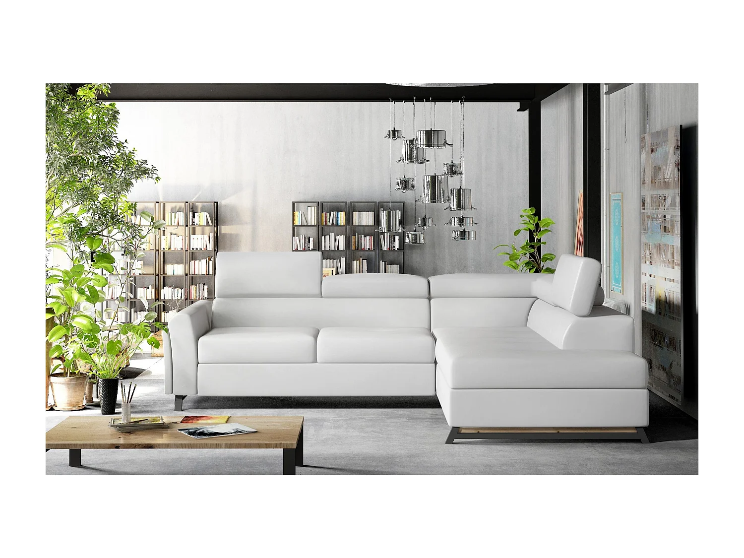 Ecksofa Nestro R/Stoffbezug/Weiss