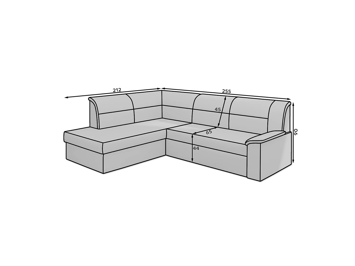 Ecksofa Lusio R/Stoffbezug/Grau