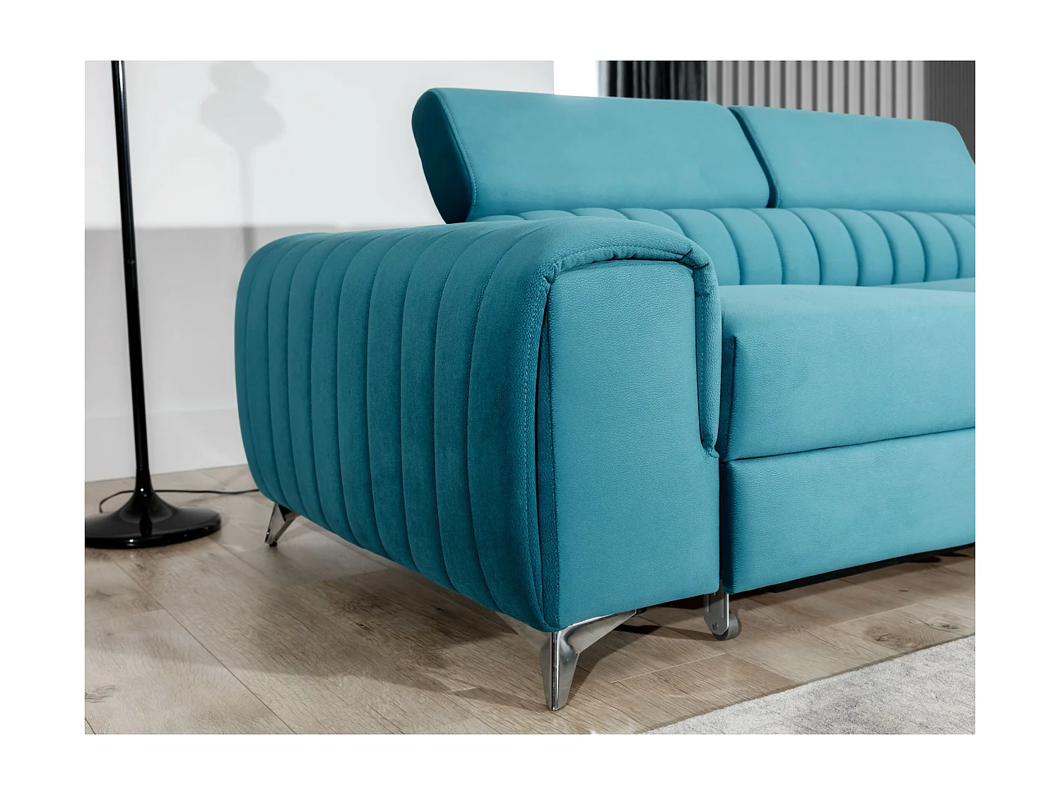 Divano angolare Genova R/rivestimento in tessuto/blu