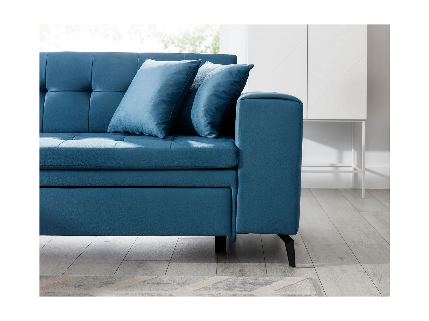 Canapé Corner Monza L/Tissu/Bleu