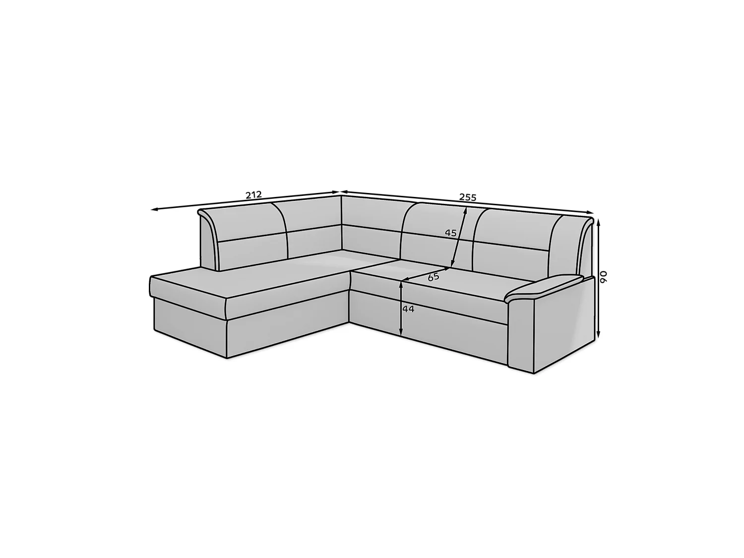 Ecksofa Lusio R/Stoffbezug/Schwarz