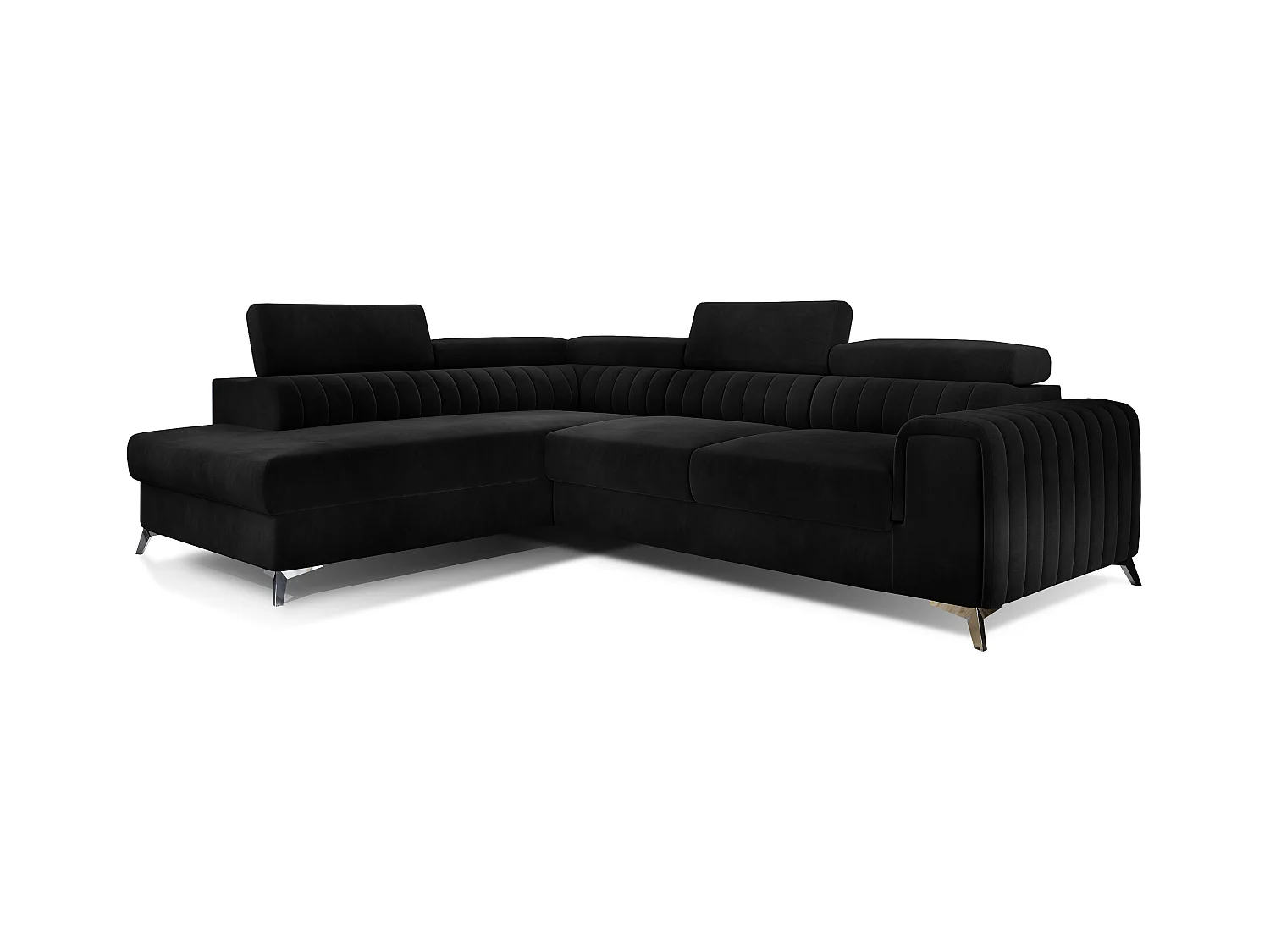 Divano angolare Genova L/rivestimento in tessuto/nero