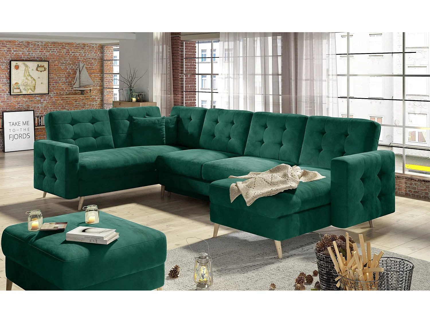 Ecksofa Daron UR/Stoffbezug/Grau