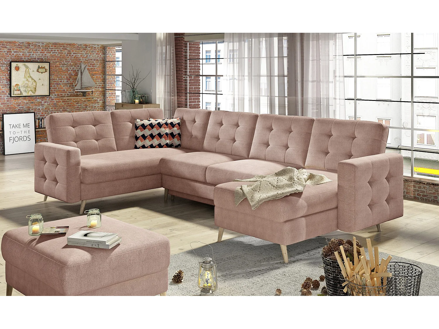 Ecksofa Daron UR/Stoffbezug/Grau