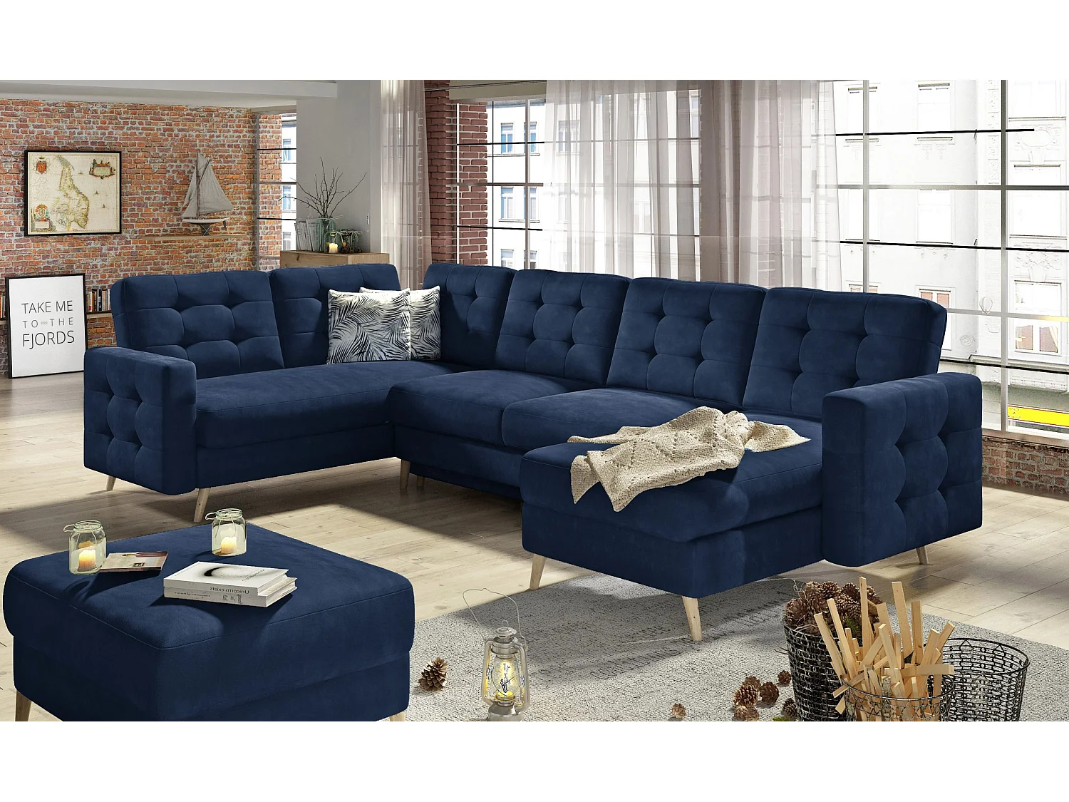 Ecksofa Daron UR/Stoffbezug/Grau