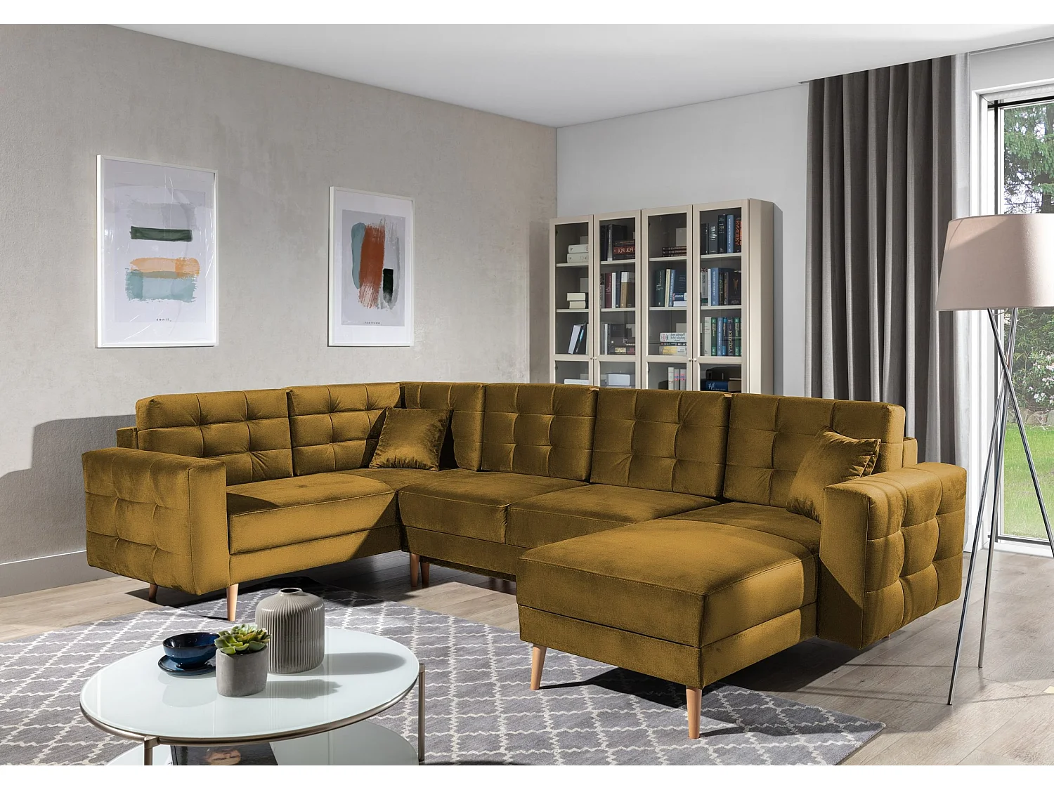 Ecksofa Daron UR/Stoffbezug/Grau