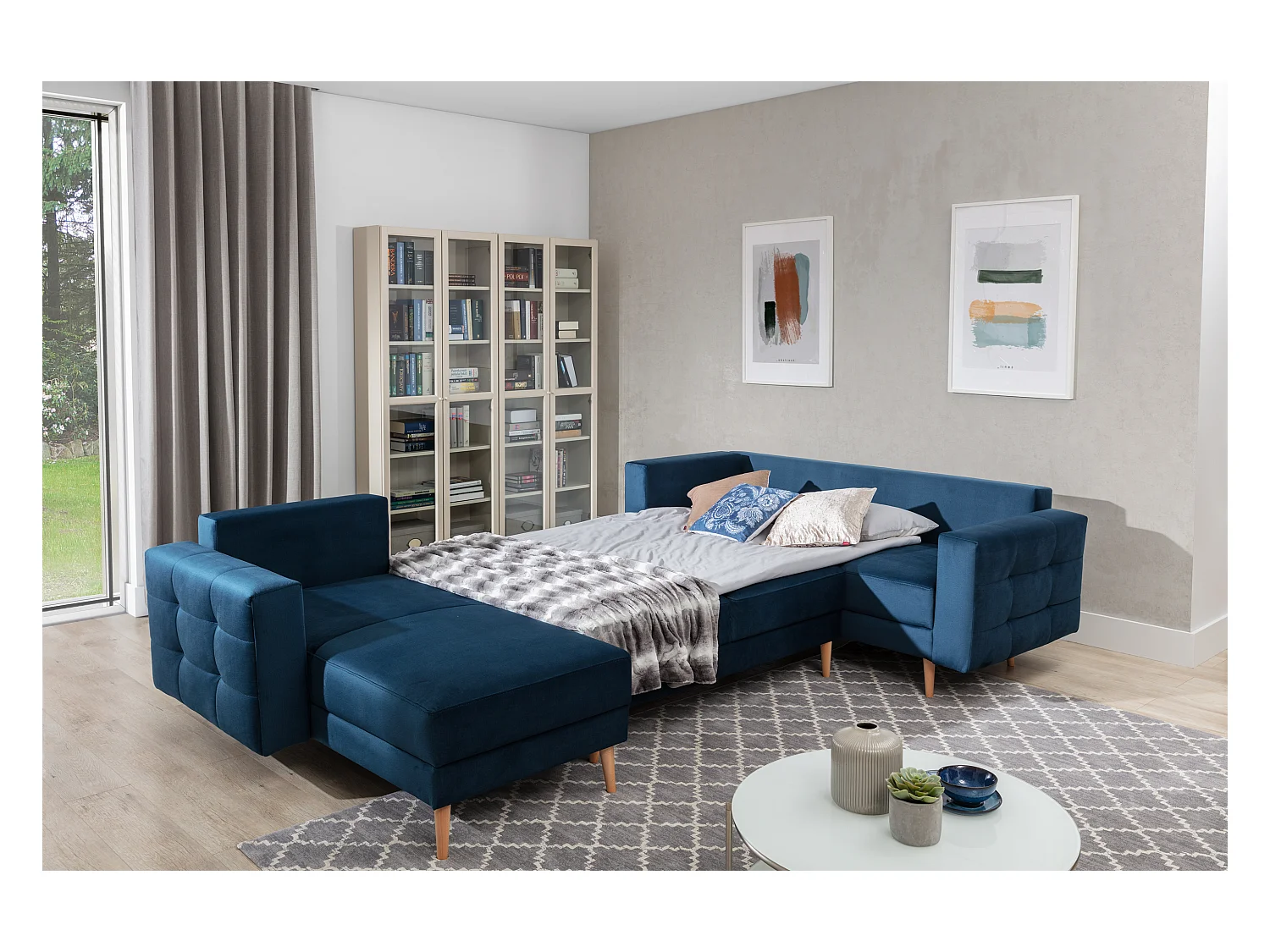 Ecksofa Daron UR/Stoffbezug/Blau