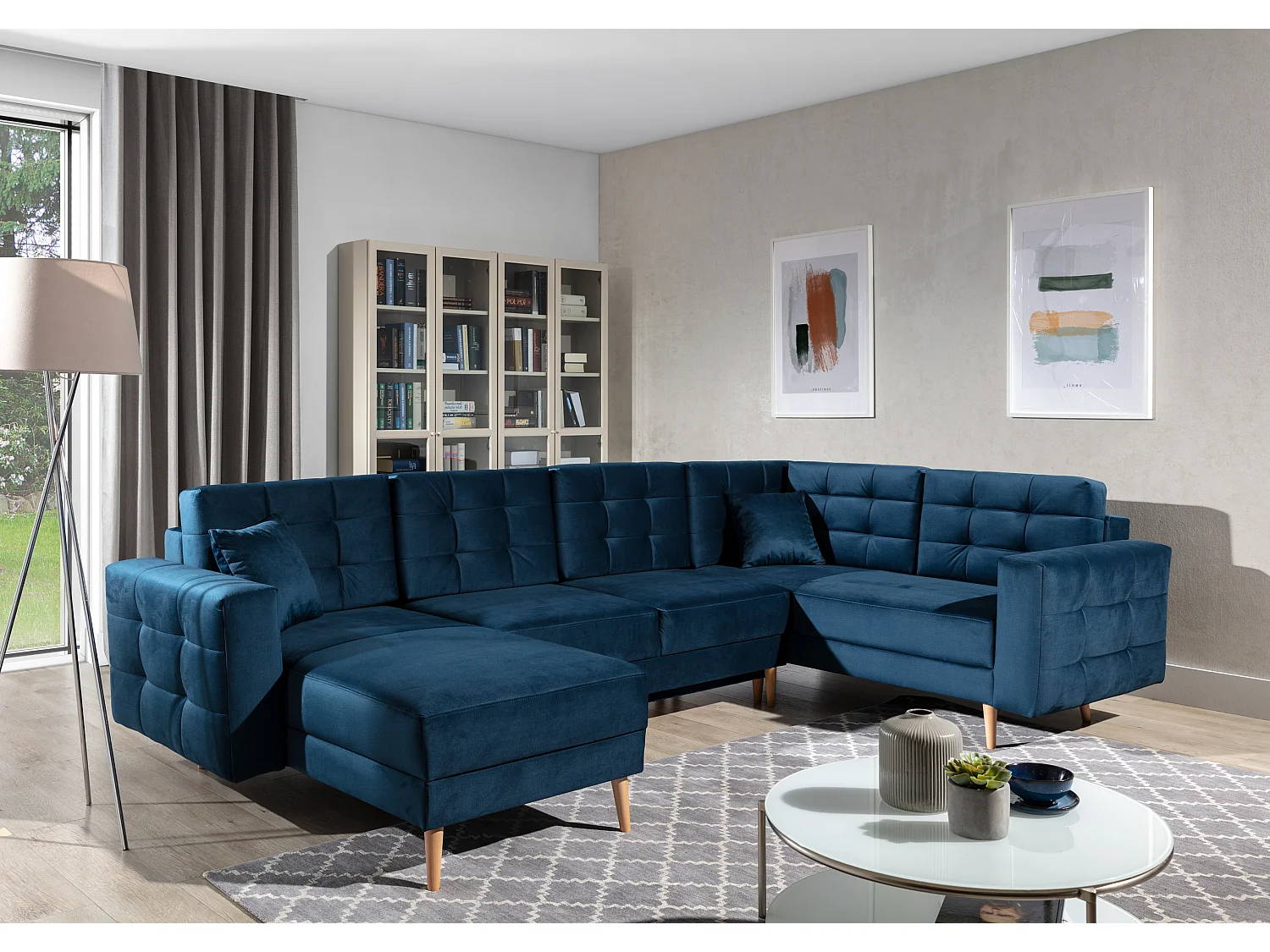 Ecksofa Daron UR/Stoffbezug/Blau