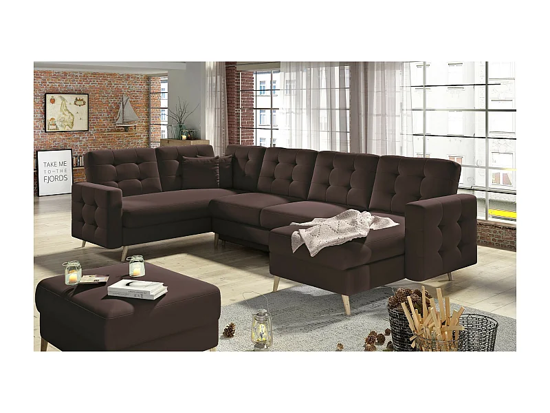 Ecksofa Daron UR/Stoffbezug/Braun