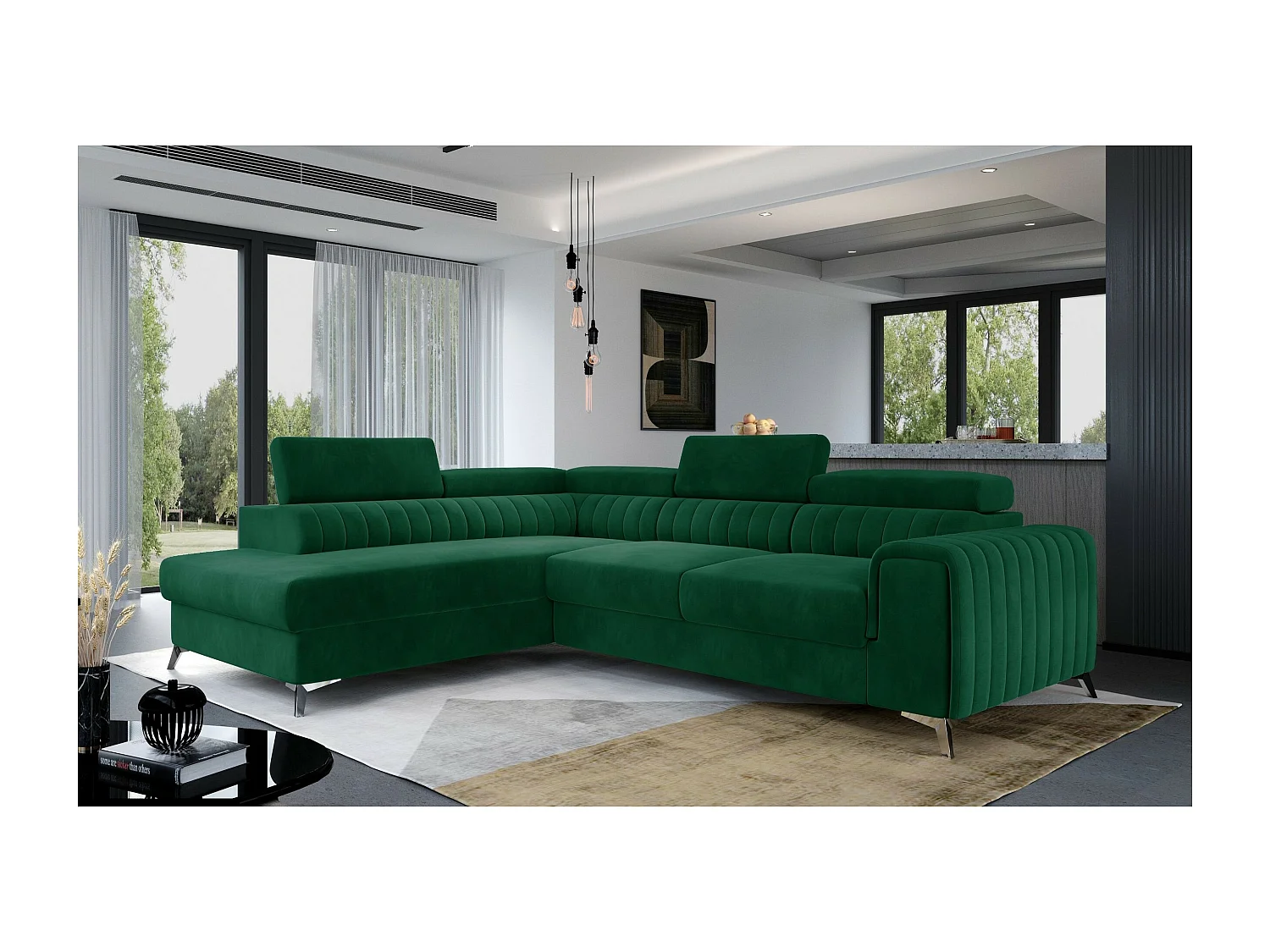 Ecksofa Genova L/Stoffbezug/Grün