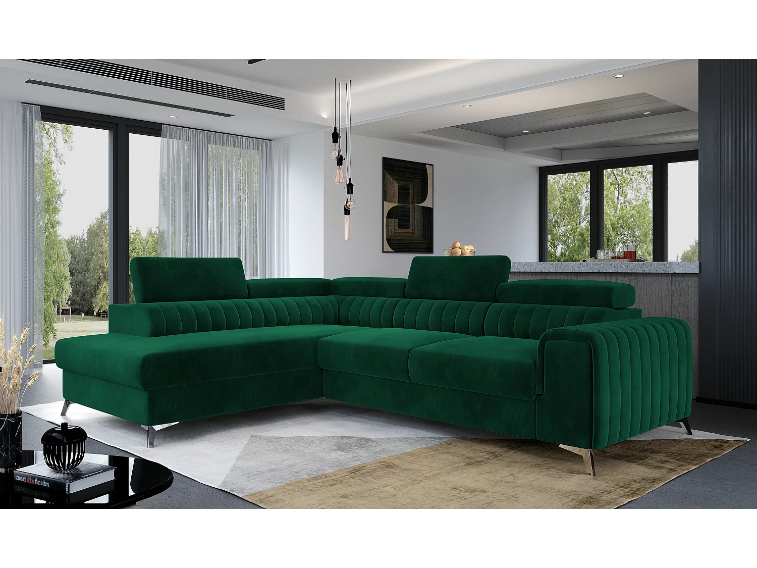 Ecksofa Genova L/Stoffbezug/Grün