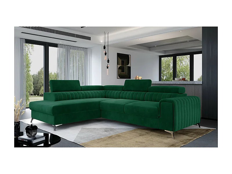 Canapé d'angle Genova L/revêtement tissu/vert