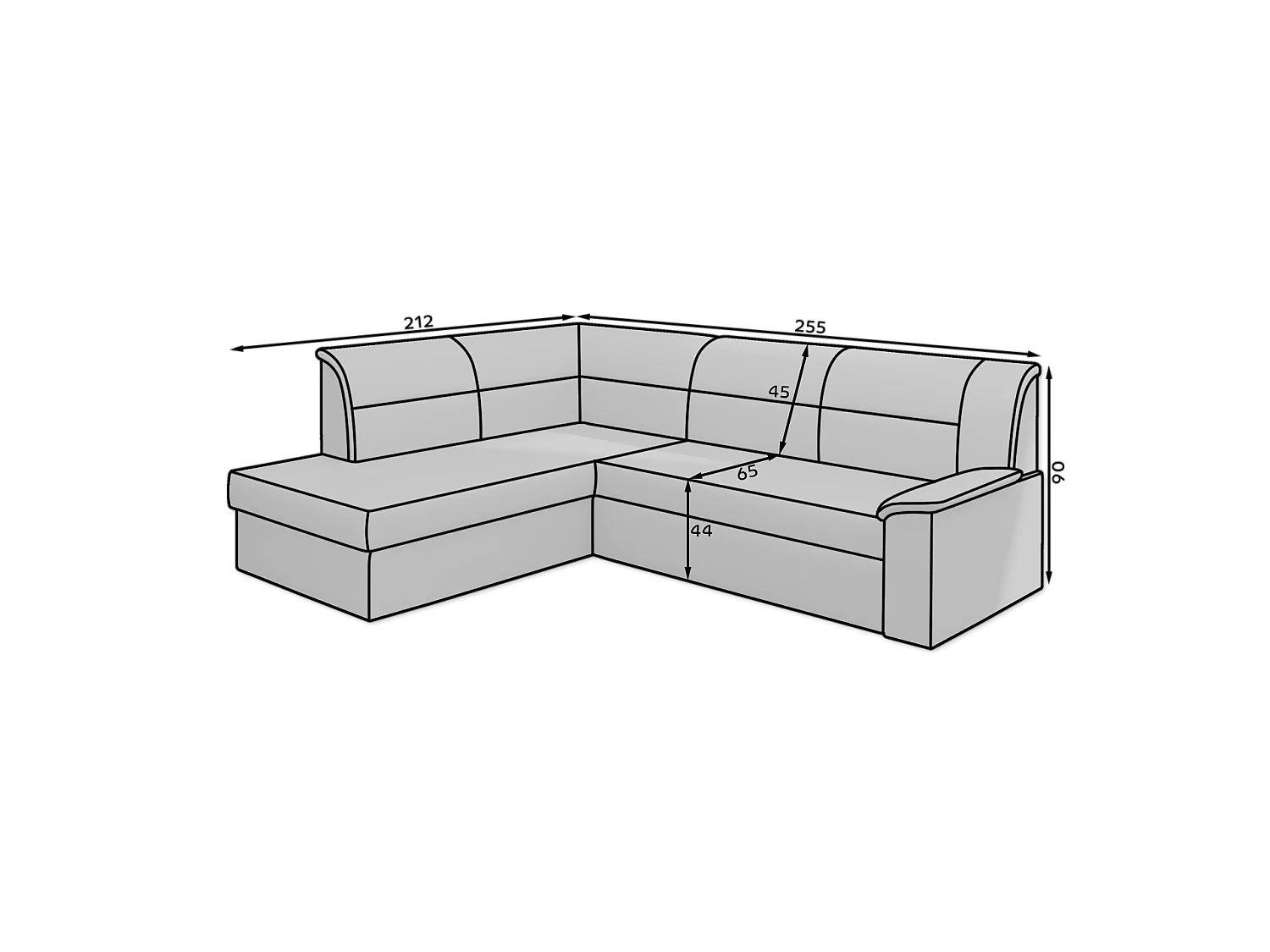 Canapé Corner Lusio R/Tissu/Marron