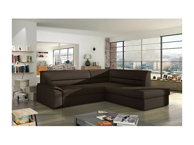 Ecksofa Lusio R/Stoffbezug/Braun