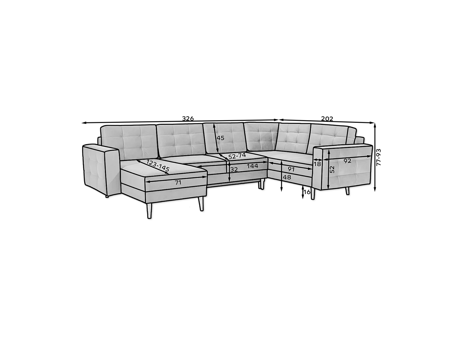 Ecksofa Daron UR/Stoffbezug/Beige