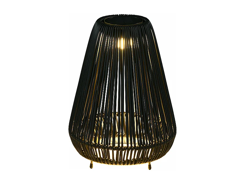 Lampe d'extérieur en rotin, d27cm×h37cm,noir
