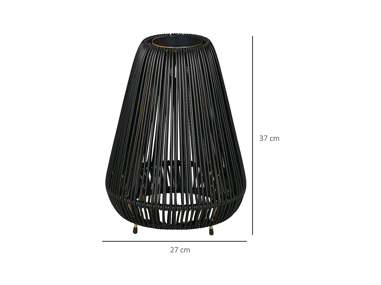 Lampe d'extérieur en rotin, d27cm×h37cm,noir