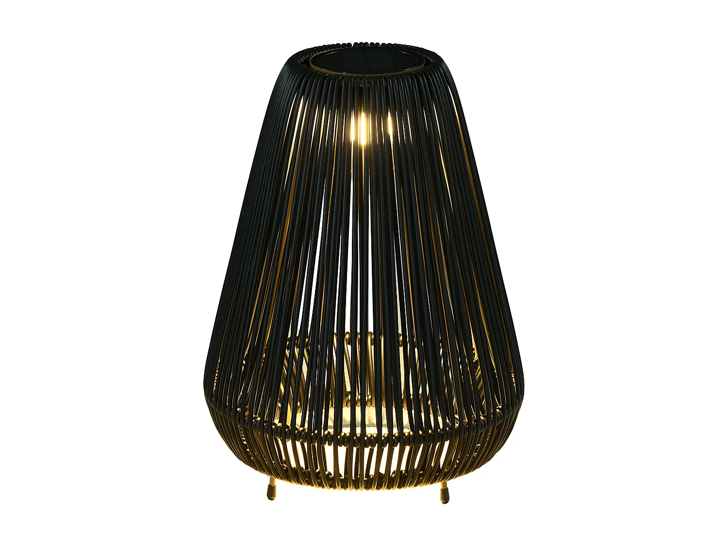 Lampe d'extérieur en rotin, d27cm×h37cm,noir