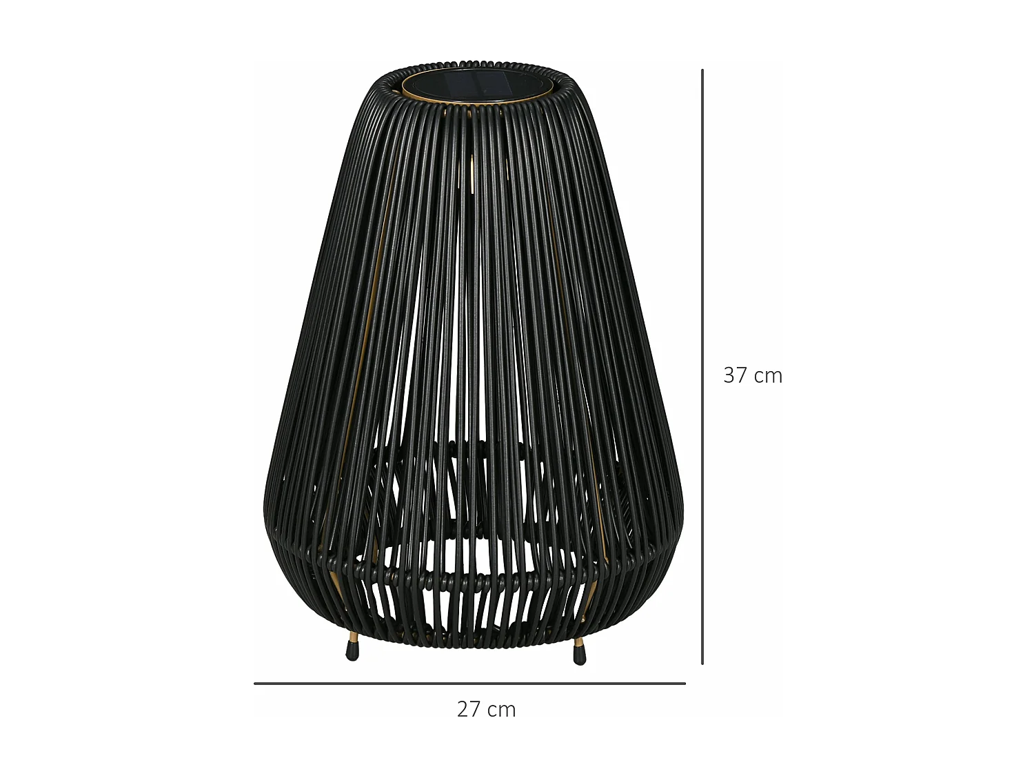 Lampe d'extérieur en rotin, d27cm×h37cm,noir