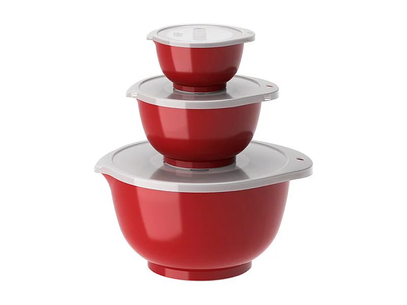 Set de 3 bols avec couvercles rouge