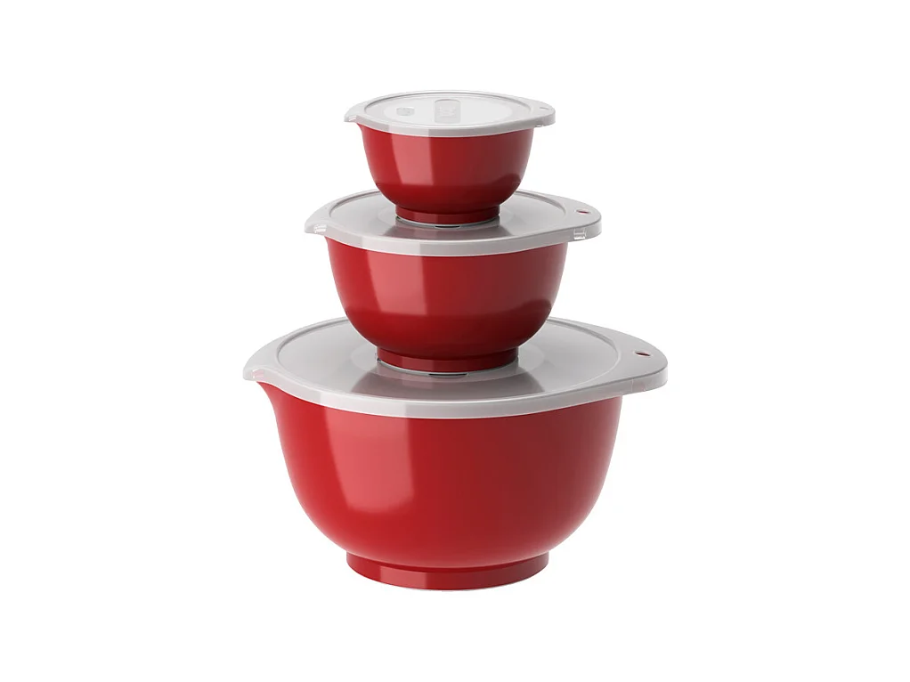 Set de 3 bols avec couvercles rouge