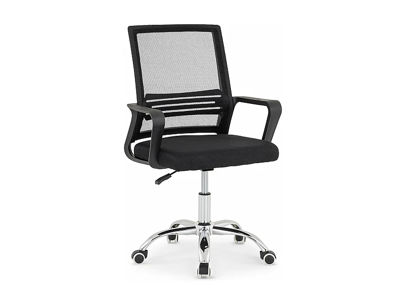 Chaise de bureau VILNIUS, Pivotante et réglable en hauteur, Tissu mesh, Avec accoudoirs, Noir