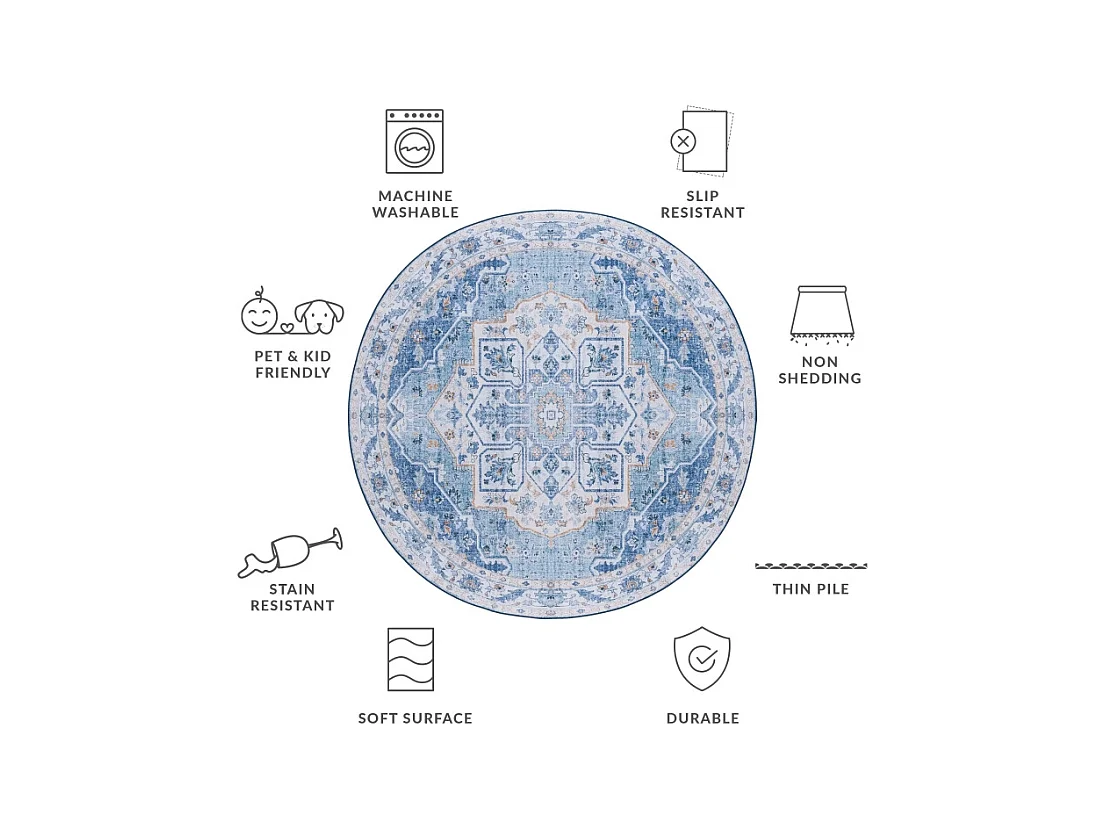 Tapis Bleu 183 X 183 cm - Ximena