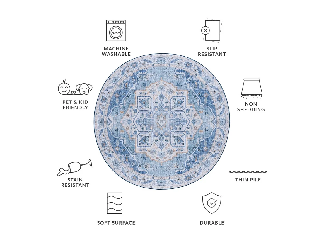 Tapis Bleu 183 X 183 cm - Ximena