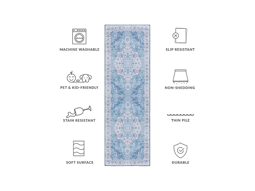 Tapis Bleu 76 X 244 cm - Ximena