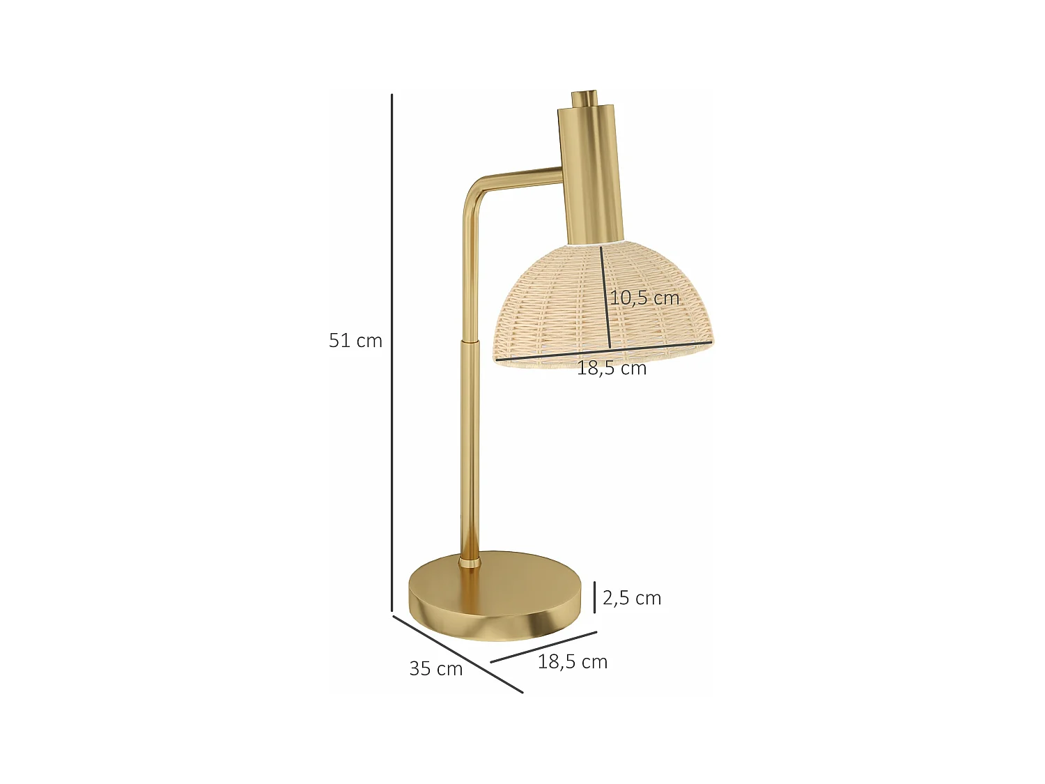 Lampe de table en métal, d18,5cm×h35cm, beige