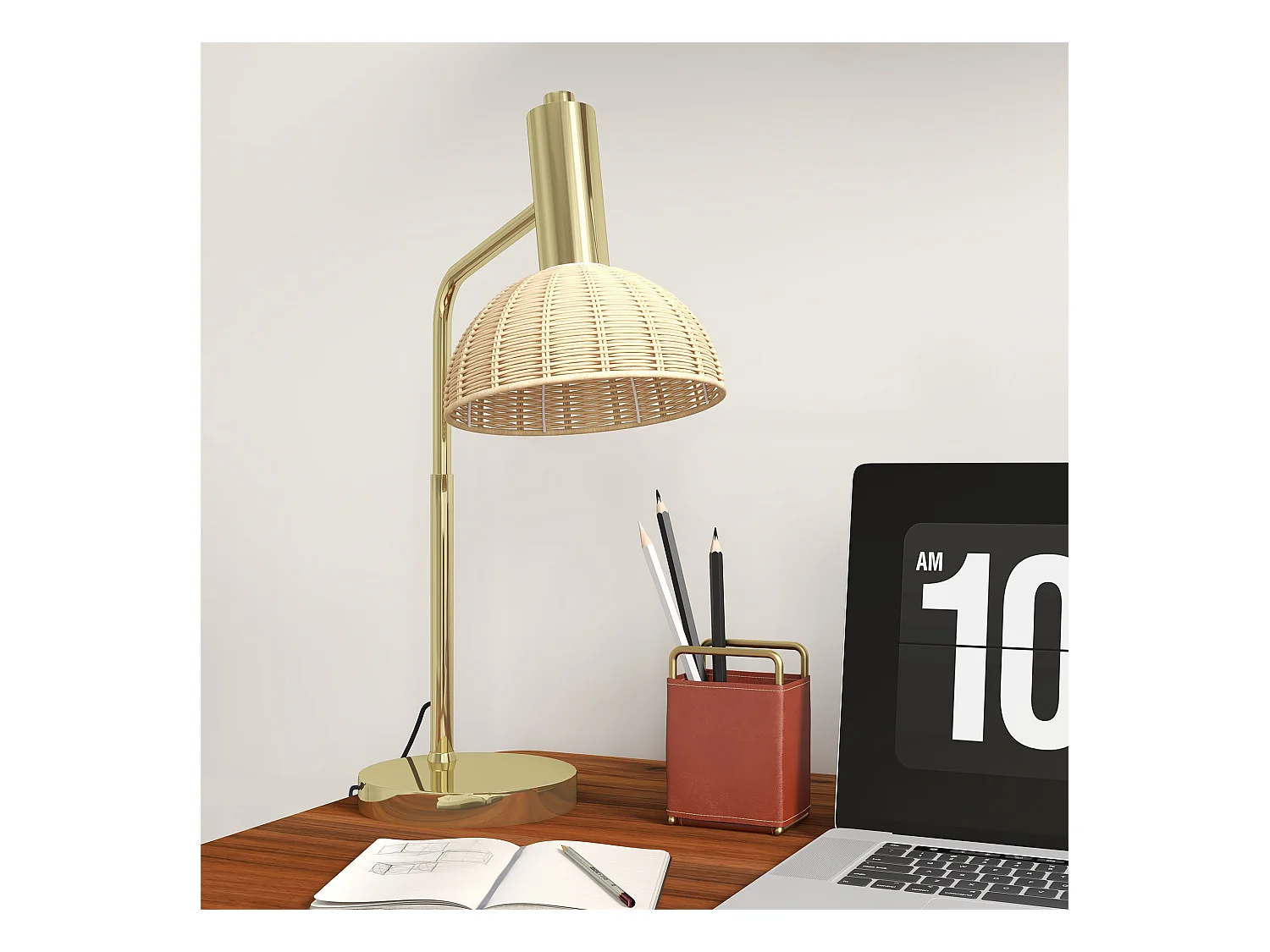 Lampe de table en métal, d18,5cm×h35cm, beige