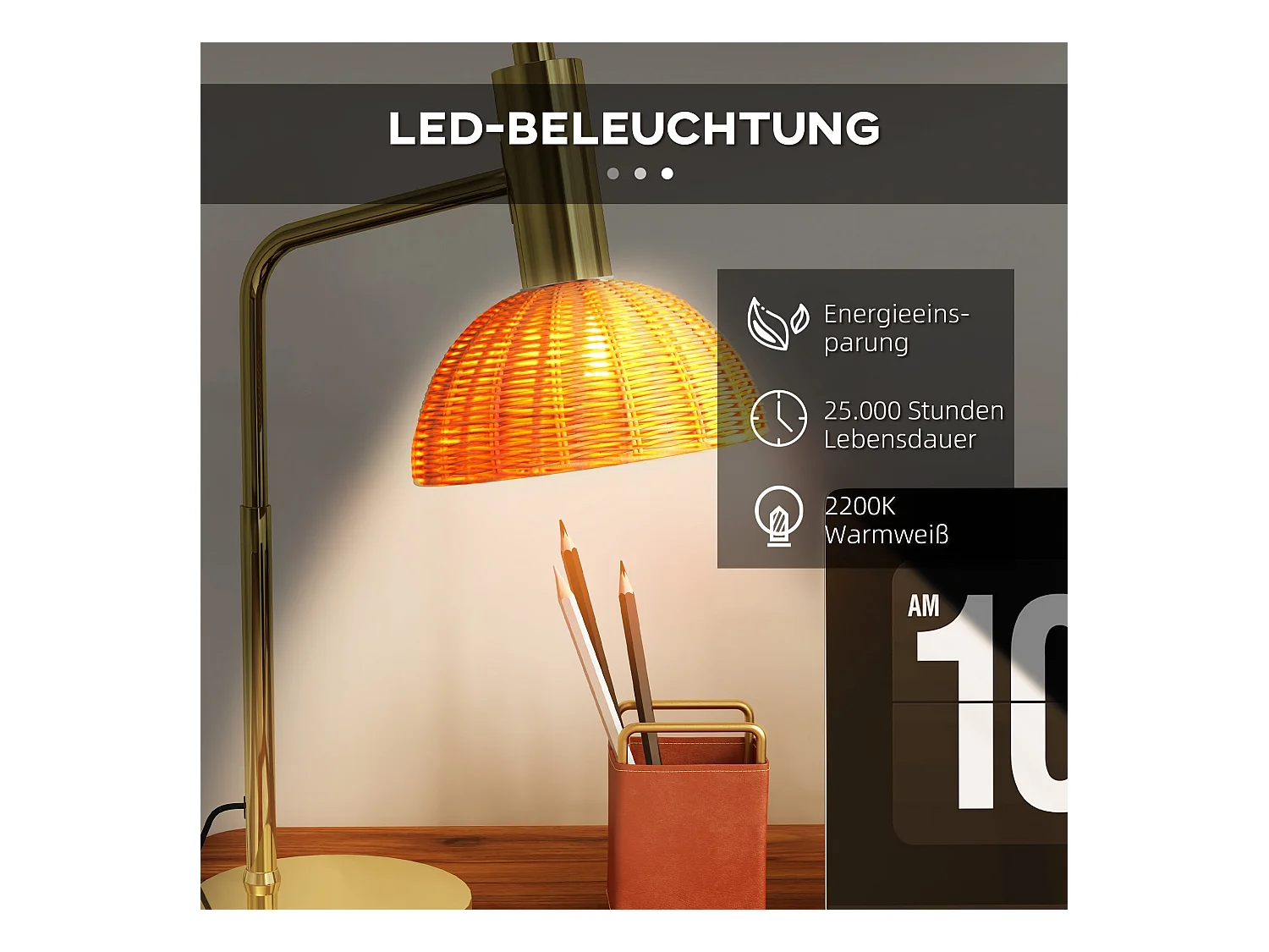 Lampe de table en métal, d18,5cm×h35cm, beige