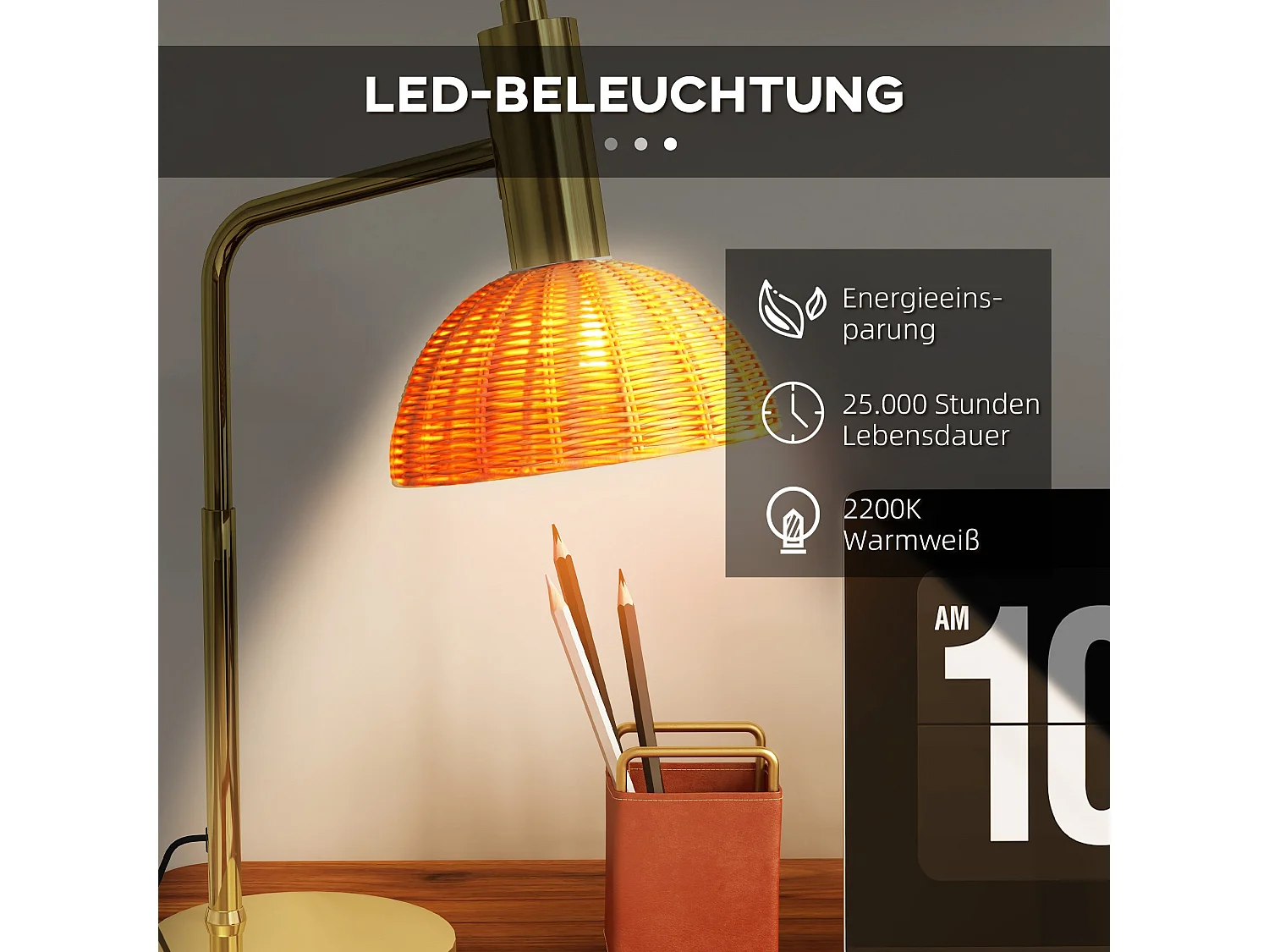 Lampe de table en métal, d18,5cm×h35cm, beige