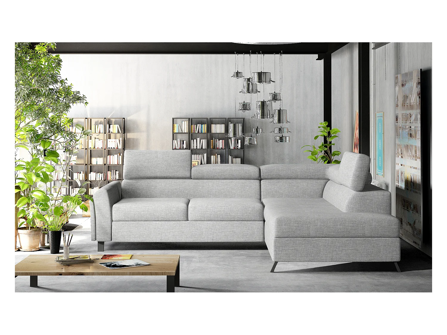 Canapé d'angle Nestro R/revêtement en tissu/gris