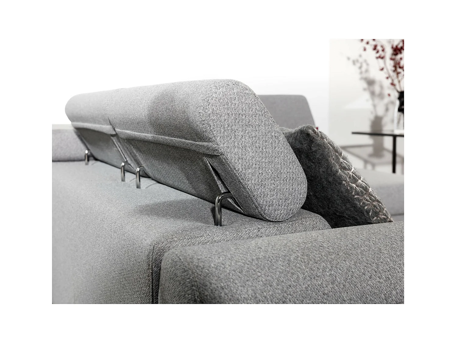 Canapé d'angle Nestro R/revêtement en tissu/gris