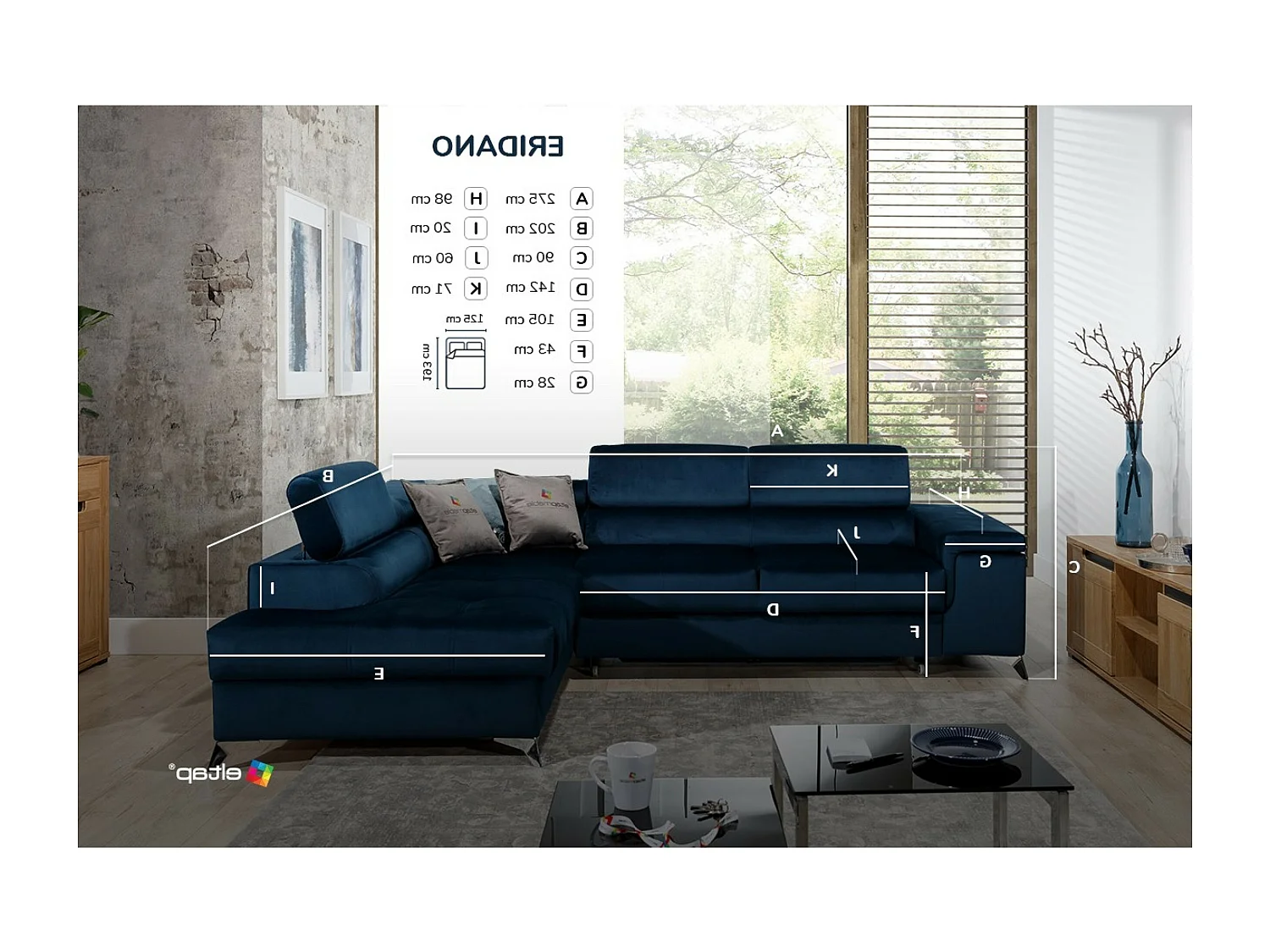 Canapé d'angle Galano L/revêtement tissu/vert