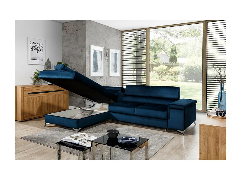 Canapé d'angle Galano L/revêtement tissu/vert