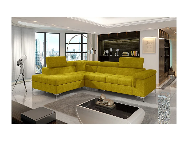 Canapé d'angle Galano L/revêtement tissu/jaune