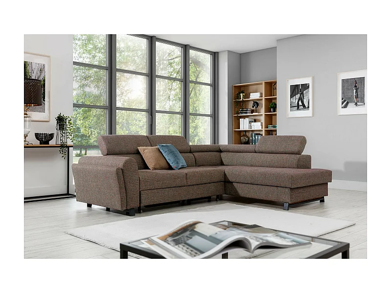 Ecksofa Nestro R/Stoffbezug/Braun