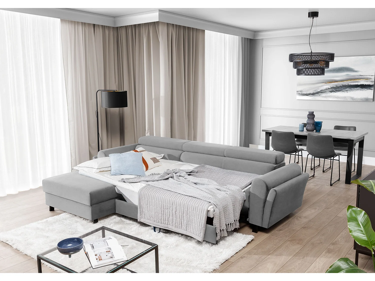 Divano d'angolo Salvia L/Tessuto/Grigio