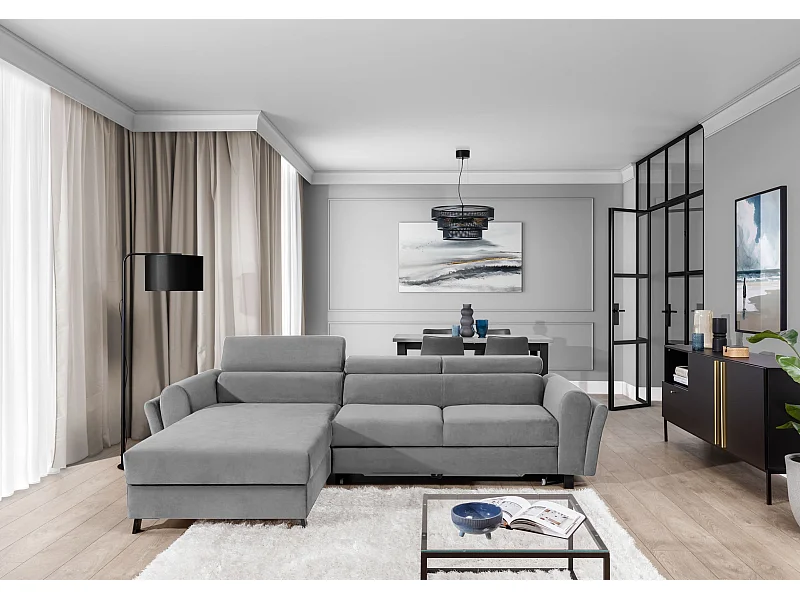 Ecksofa Salvia L/Stoffbezug/Grau