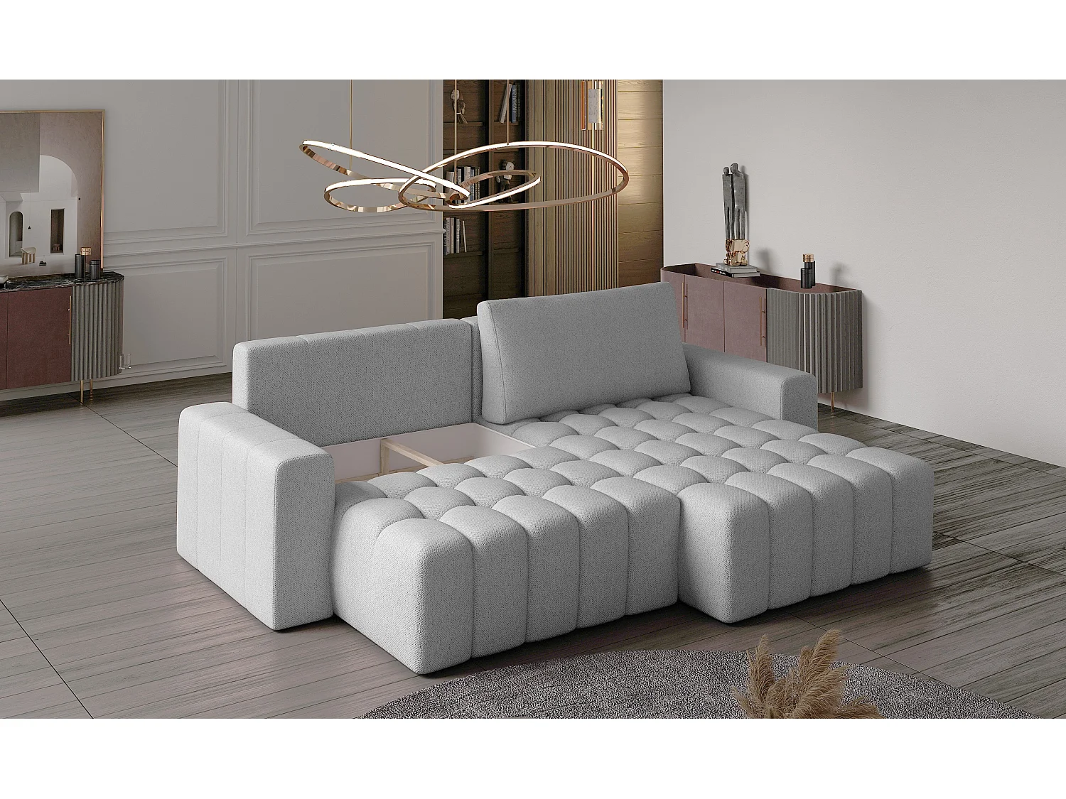 Canapé d'angle Stelvino R/revêtement tissu/gris