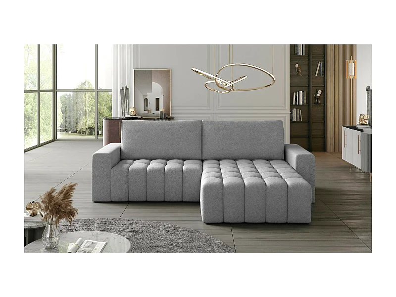 Divano angolare Stelvino R/rivestimento in tessuto/grigio
