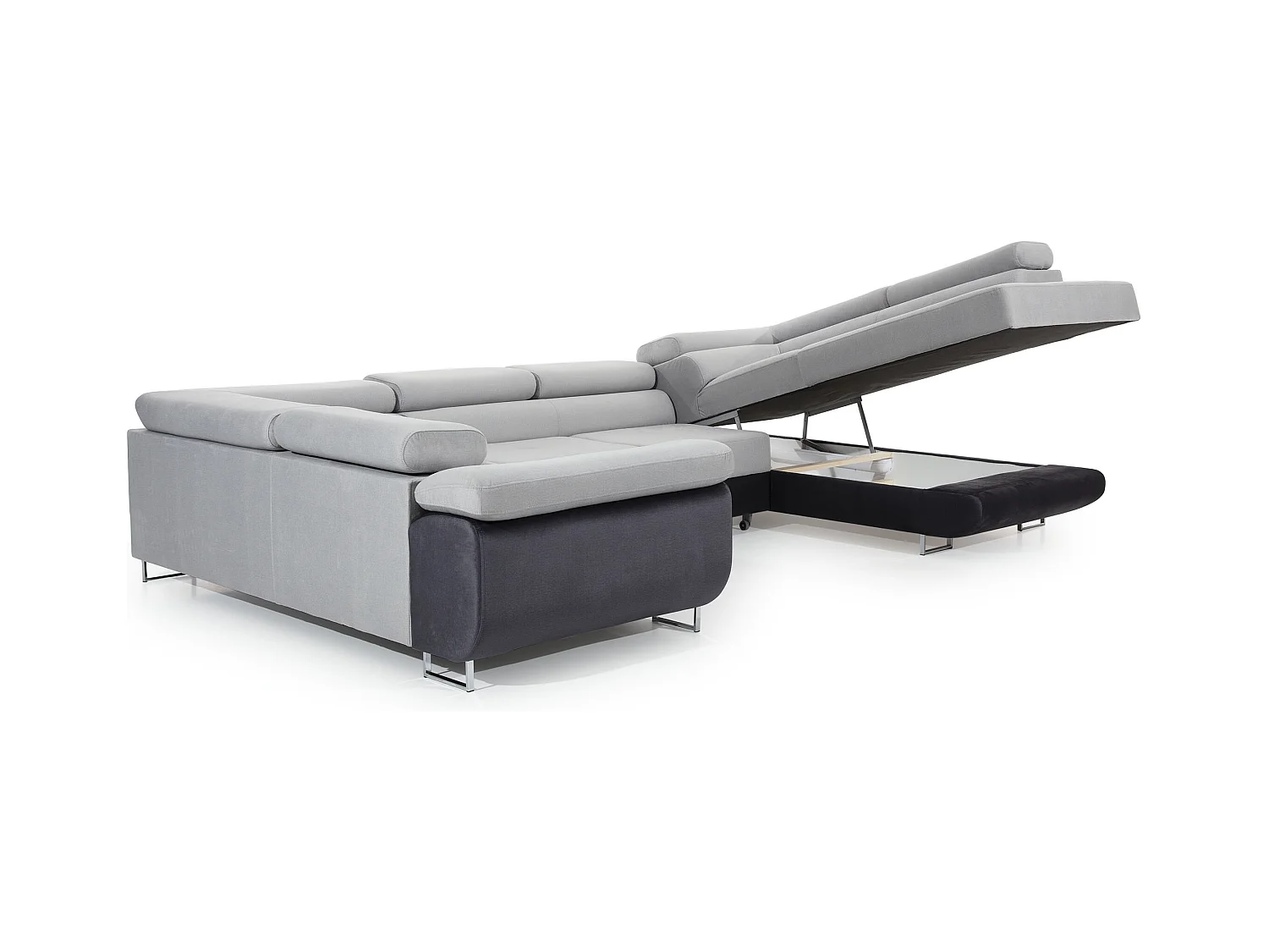 Divano d'angolo Otto R/Tessuto/Nero