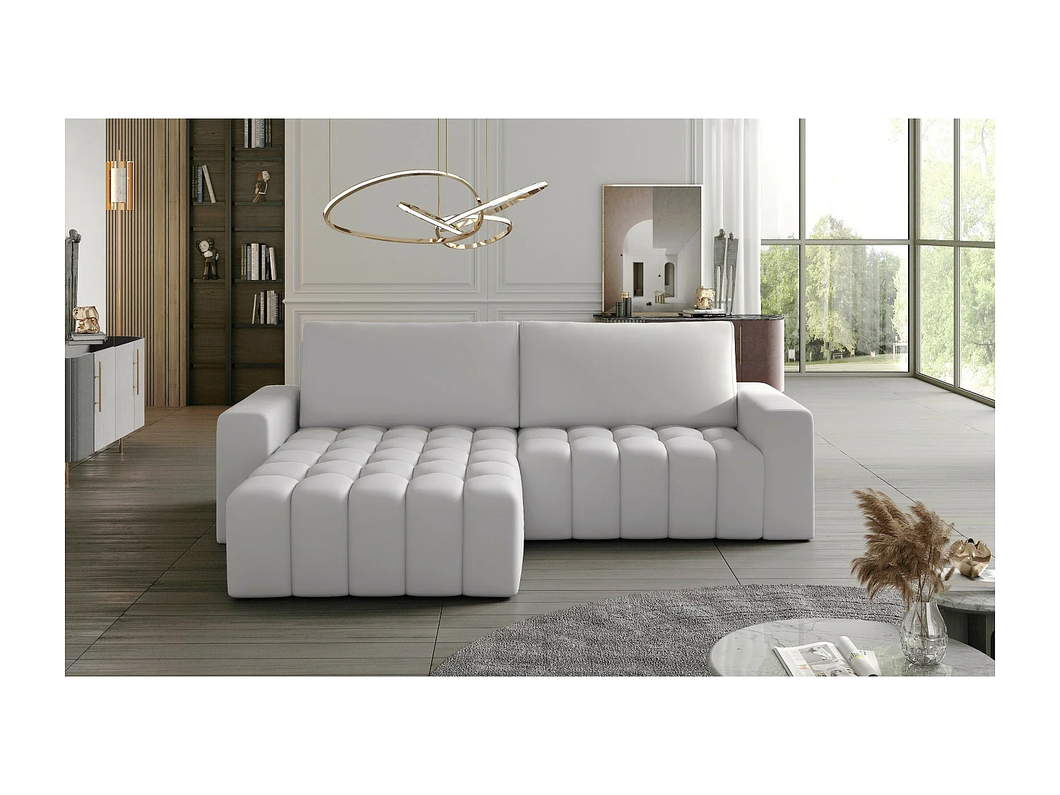Ecksofa Stelvino L/Stoffbezug/Weiss